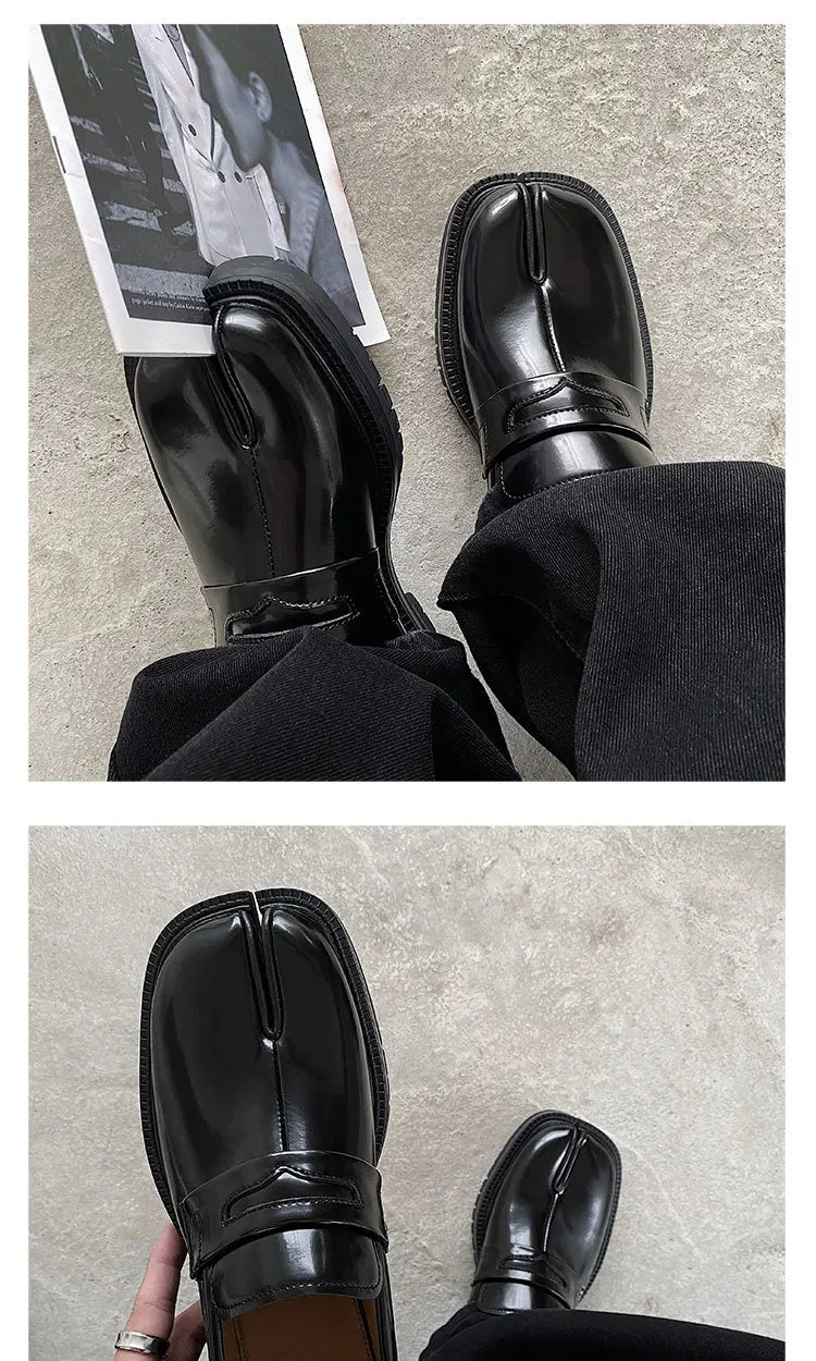 CHMURY Tabi Loafers — Men & Women Split Toe Casual Shoes, Thick Sole Patent Leather 2024