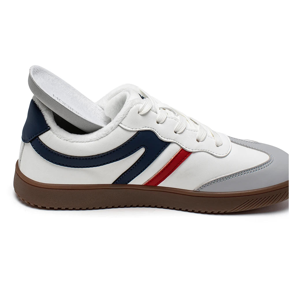 HOBIBEAR Unisex Wide Toe Faux Fur Sneakers – Retro Leather Lace-Up Casual Shoes for Men & Women