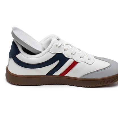 HOBIBEAR Unisex Wide Toe Faux Fur Sneakers – Retro Leather Lace-Up Casual Shoes for Men & Women