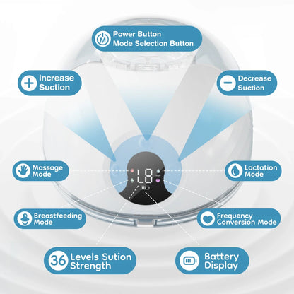 Wearable Hands-Free Breast Pump - Lightweight Electric Milk Collector with LED Display, 4 Modes & 36 Levels