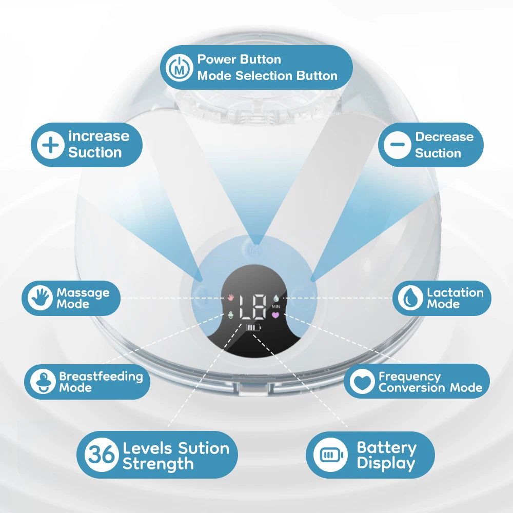 Hands-Free Wearable Electric Breast Pump - Lightweight Milk Collector with LED Display, 4 Modes, and 36 Adjustable Levels