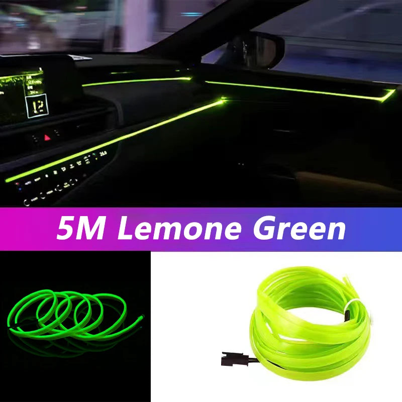 5M Car Interior LED Strip Light - USB Flexible Neon Ambient Lighting for Auto DIY Decoration