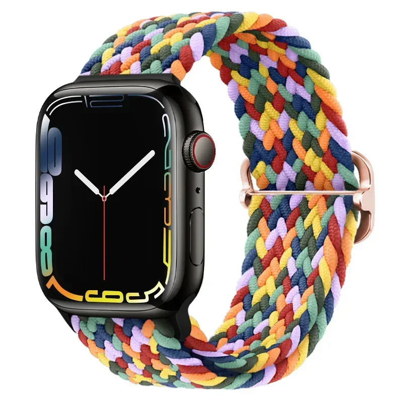 Braided Nylon Apple Watch Band – Adjustable Sport Strap Compatible with Ultra 2, Series 10/9/8/7/6/SE (40–49mm) Wrist Bracelet