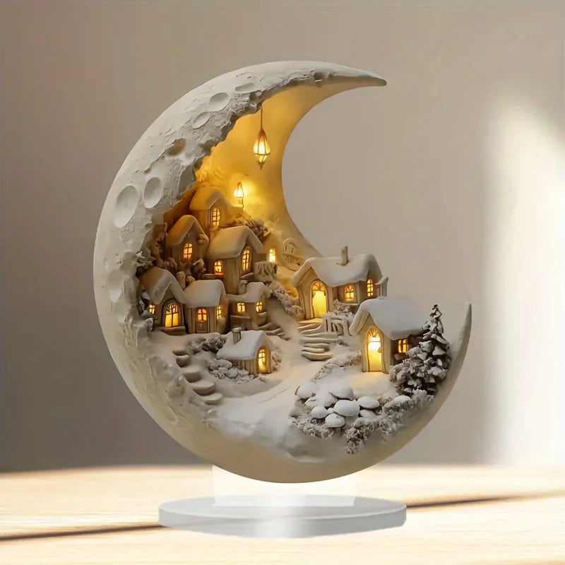 Christmas Moonhouse DIY Ornament - 2D Acrylic Xmas Tree Desktop Decoration, Merry Christmas & New Year 2026 Gift