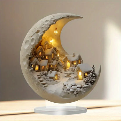 Christmas Moonhouse DIY Ornament - 2D Acrylic Xmas Tree Desktop Decoration, Merry Christmas & New Year 2026 Gift
