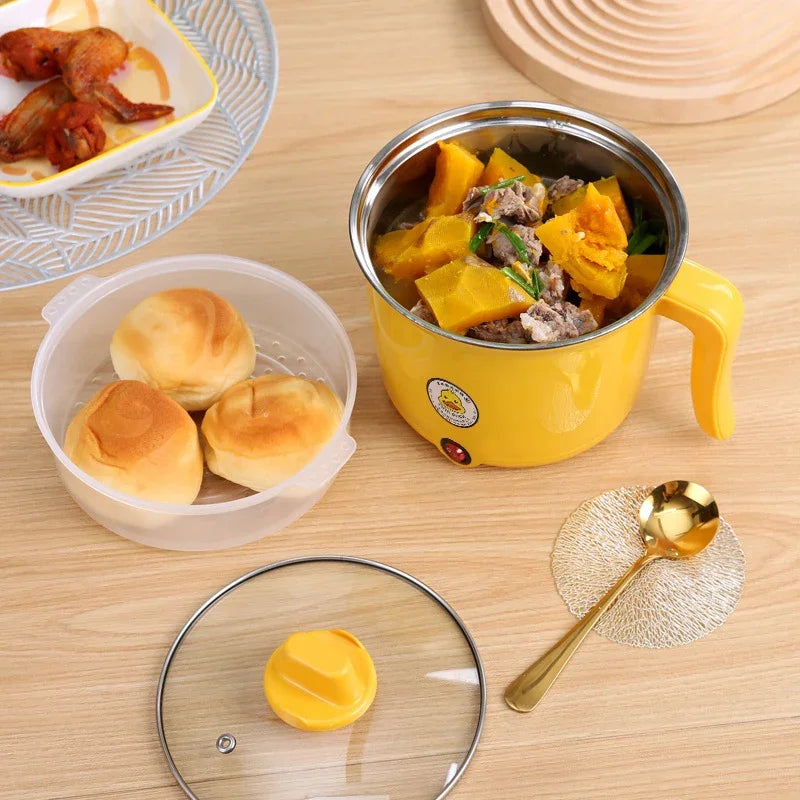1.8L Mini Electric Hot Pot – Multifunctional Cooking Pot for Noodles & Small Meals, Stainless Steel Liner