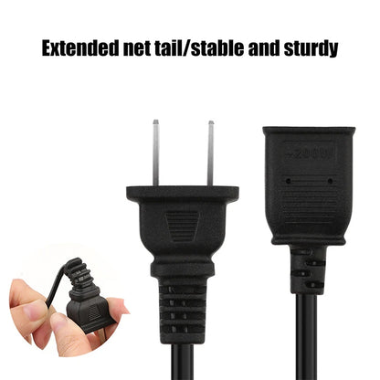 AC Power Cord with ON/OFF Switch - Two-Pin Plug Extension Cable Adapter for Home & Electronics