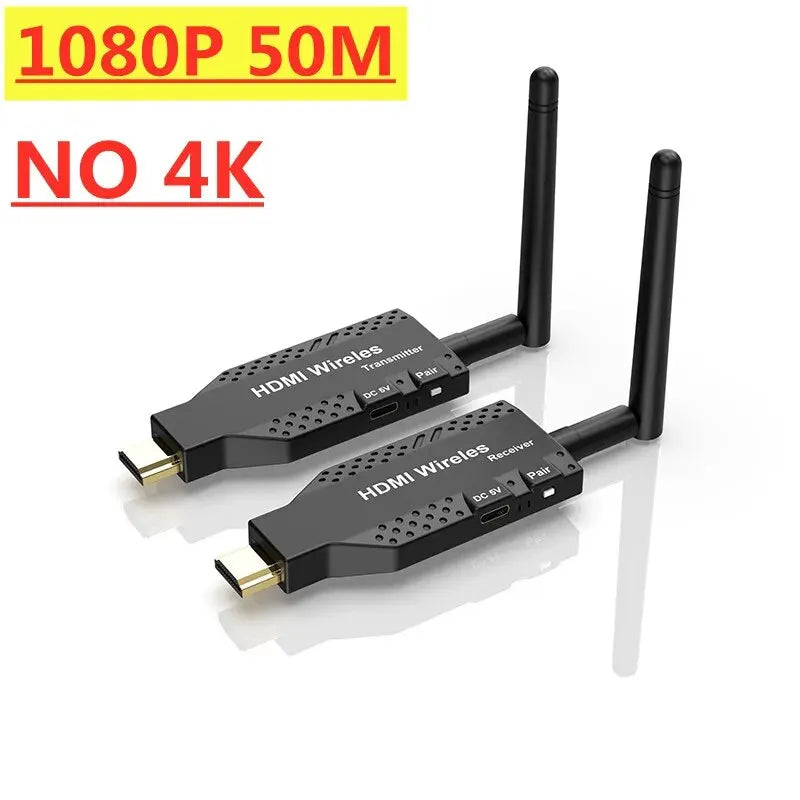 150M Wireless Video Transmitter & Receiver – HDMI-Compatible Extender, TV Stick, Screen Mirror Adapter for PC, DVD, TV & Projector