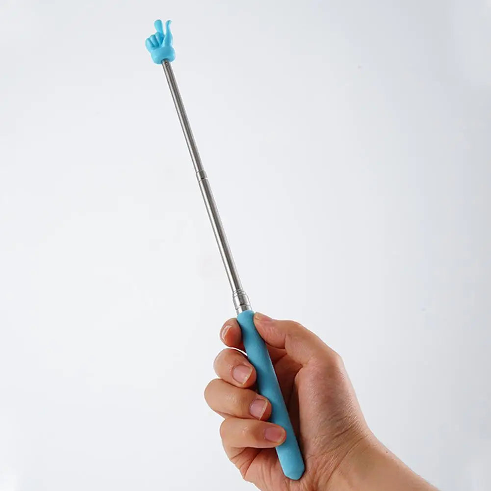 Retractable Teacher Pointer — Stainless Steel Telescopic Finger Design Stick for Classroom Teaching Supplies