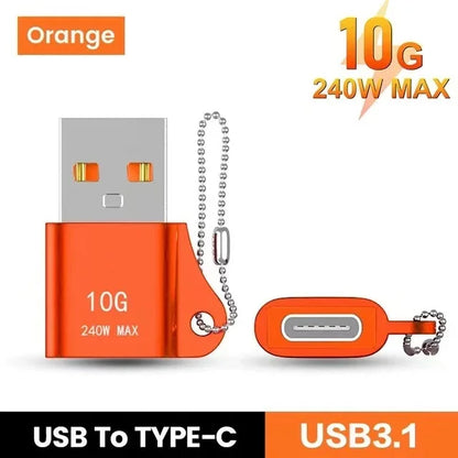 USB to Type-C Adapter — 10A OTG USB 3.0 Male to Female Converter for Fast Charging & Data Transfer, Compatible with MacBook, iPhone, Samsung