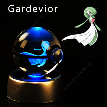Pokémon Crystal Ball Night Light - 3D Pikachu Gengar Mewtwo Glass Lamp Statue Kids Birthday Gift
