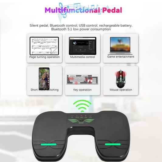 Wireless Bluetooth Page Turner Pedal — Rechargeable Foot Controller for Tablets & Smartphones