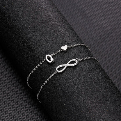 Bohemia A-Z Letter Initial Anklet for Women - Silver Heart Initial Anklet Bracelet, Beach Party & Travel Foot Jewelry