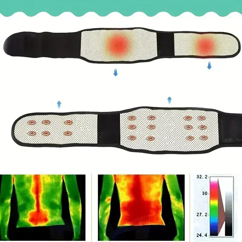 Self-Heating Lower Back Support Belt - Magnetic Lumbar Waist Brace for Everyday Support