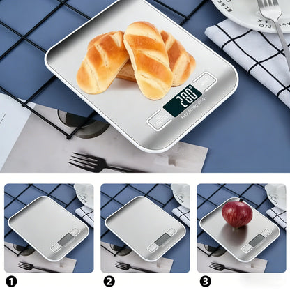 Digital Kitchen Scale - 10kg/5kg Stainless Steel Food Scale with LED Display for Baking & Meal Prep
