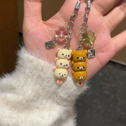 Cute Bear Phone Charm - Kawaii Anime Keychain Pendant for iPhone, AirPods, Keys & School Bags