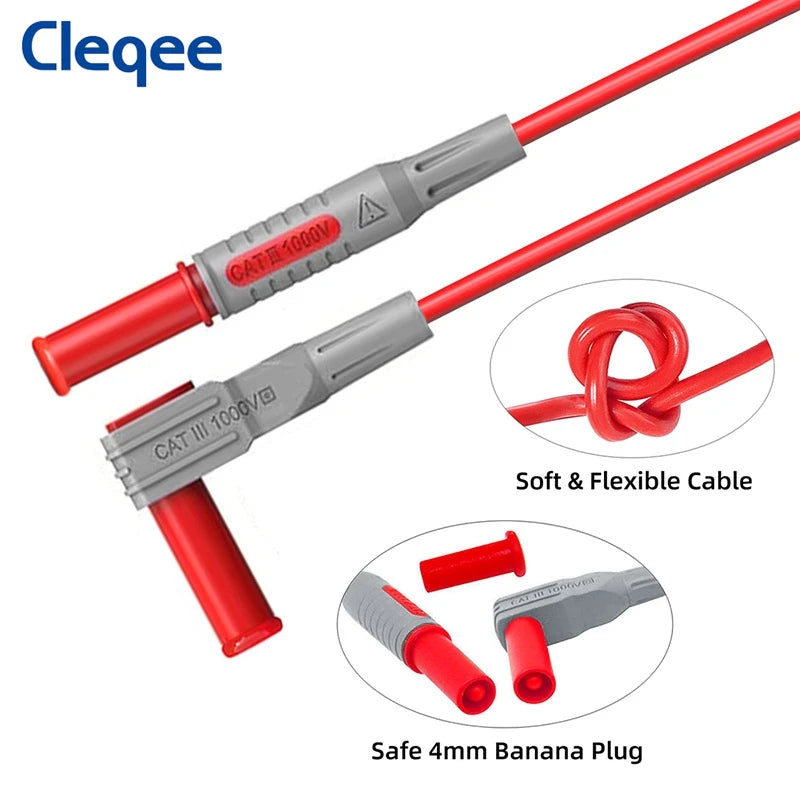 Cleqee P1308B 18-Piece Multimeter Test Lead Kit - Replaceable Probes, Alligator Clips, Hook Clips & 4mm Banana Plugs