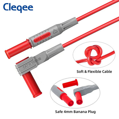 Cleqee P1308B 18-Piece Multimeter Test Lead Kit - Replaceable Probes, Alligator Clips, Hook Clips & 4mm Banana Plugs