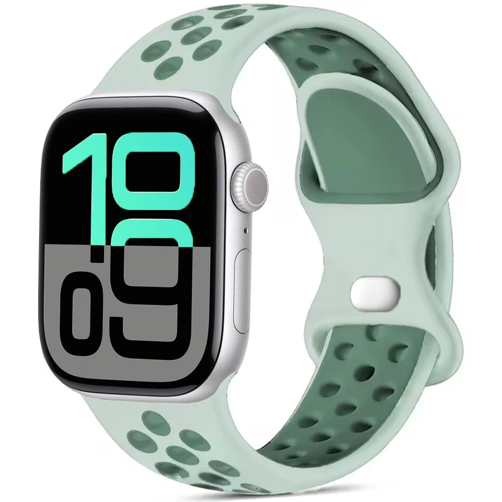 Silicone Apple Watch Strap - Breathable Wristband for Watch 11/10/9/8/7 Ultra 3/2 SE Series 49mm-41mm