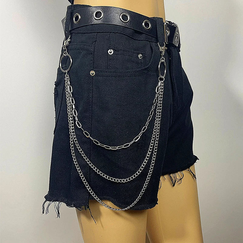 Punk Street Moon & Star Keychain – Goth Skull Rivet Waist Chain for Jeans, Unisex Rock Accessories