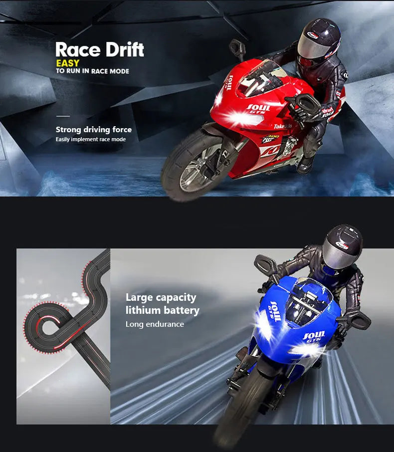 1/6 Scale RC Electric Racing Motorcycle – High-Speed 4CH Remote Control Drift Car Toy for Boys