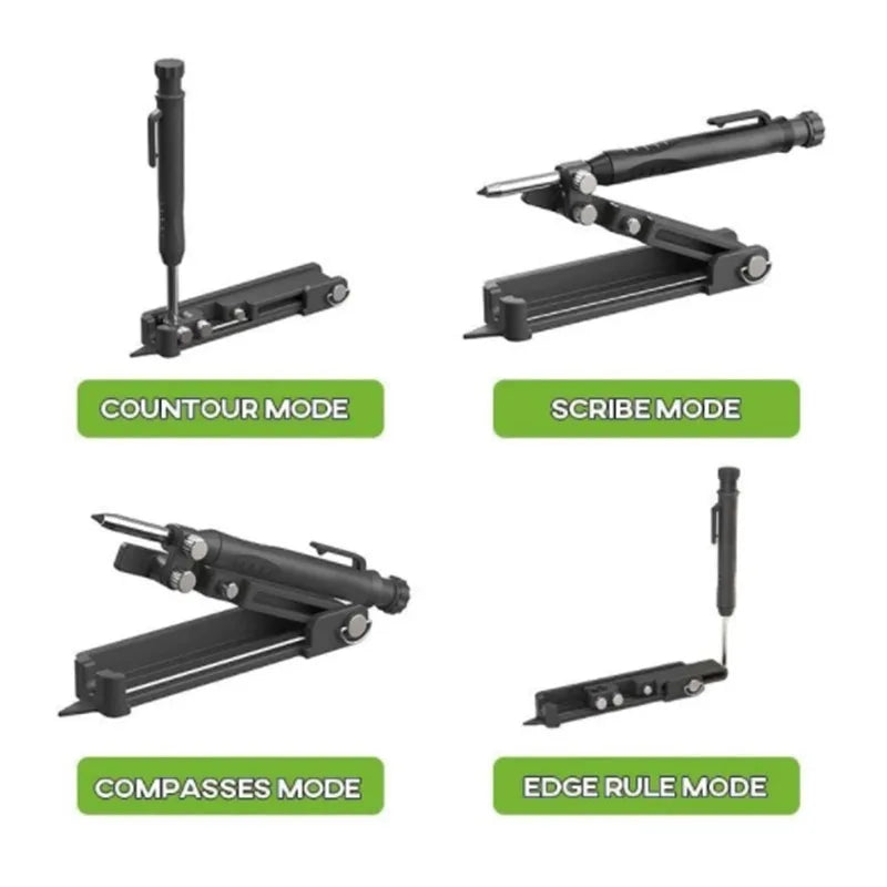 Multi-Function Scribing Ruler - Contour Gauge Measuring Tool for Woodworking, Carpentry & Construction