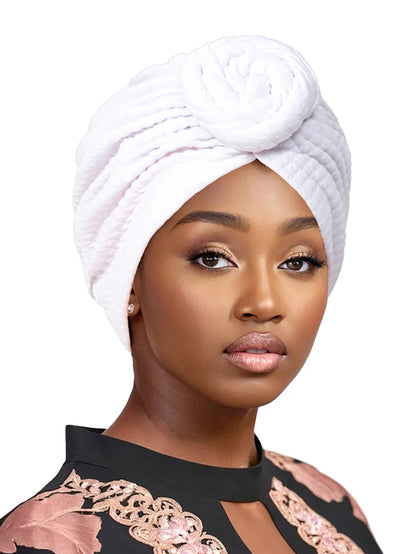Women’s Fashion Turban Hijab Hat – Soft Elastic African Head Wrap, Breathable Muslim Chemo Cap for Girls & Women