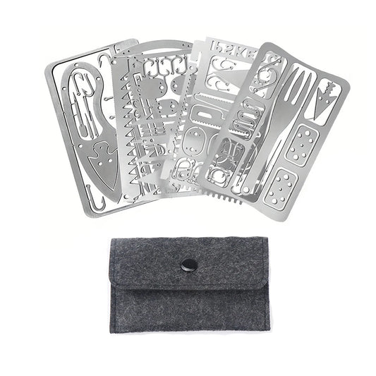 1/4PCS PSKOOK Survival Fishing Hook Card - Stainless Steel Multifunction Tool Card for Camping, Fishing & Outdoor Adventures
