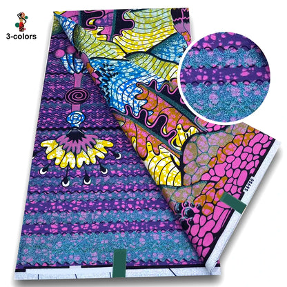 100% Cotton African Wax Print Fabric - Soft Golden Ankara Pagne for Nigerian Fashion & Traditional Wear