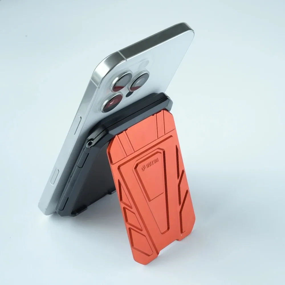 DUZON Armor Magnetic Wallet Case for iPhone 17 & 16 Pro Max - Detachable 3-Slot Card Holder with Adjustable Metal Kickstand