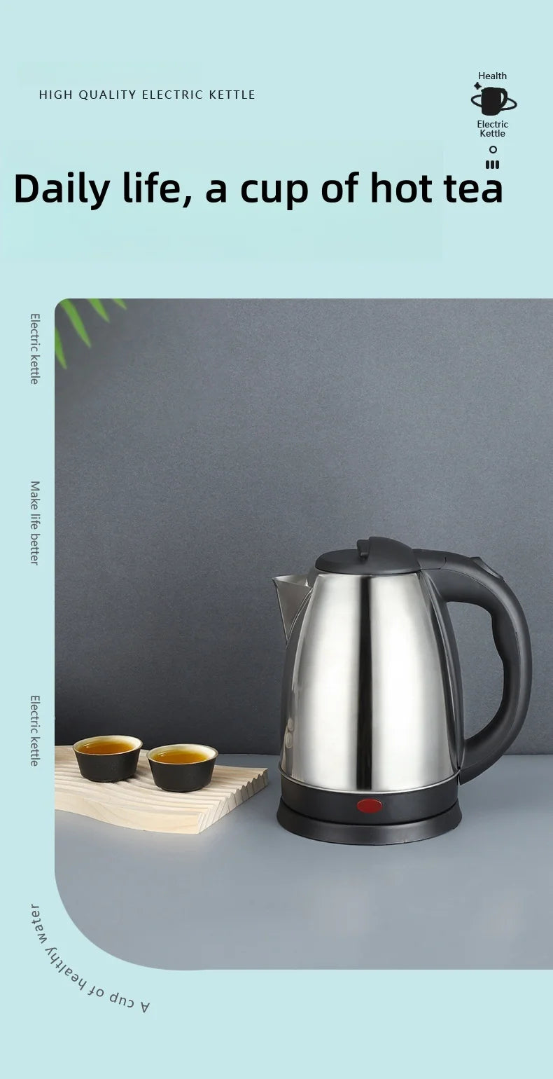 2L Travel Electric Kettle | Stainless Steel Portable Water Boiler for Tea & Coffee