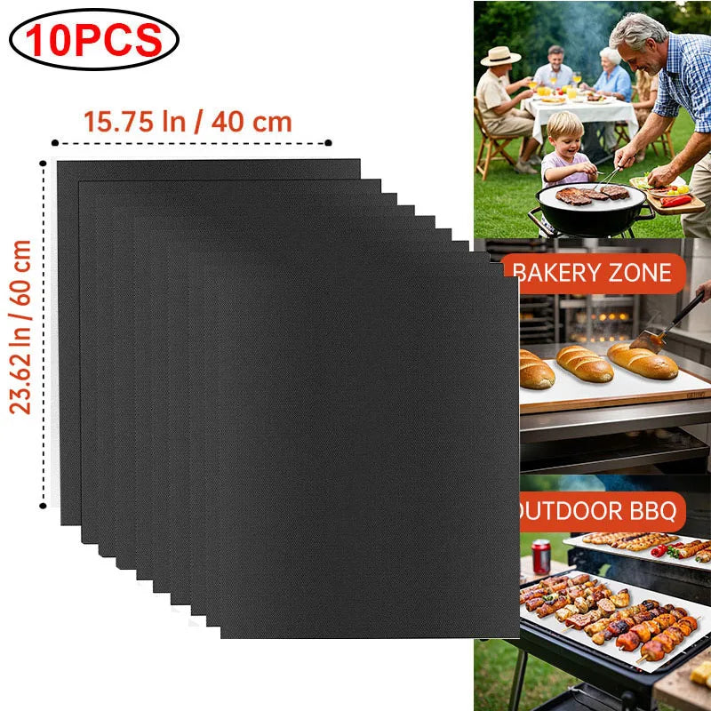 60x40cm Non-Stick BBQ Grill Mat - Heat Resistant Reusable Baking Sheet for Easy Cooking, Grilling & Outdoor Barbecue