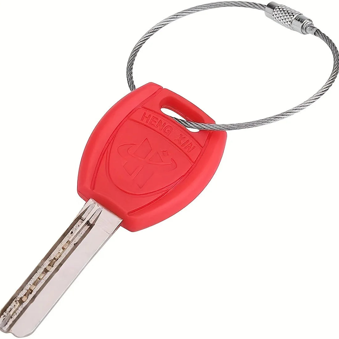 Metal Keychain Tag with Stainless Steel Wire Cable - Screw Lock Gadget Ring for Camping & Hardware