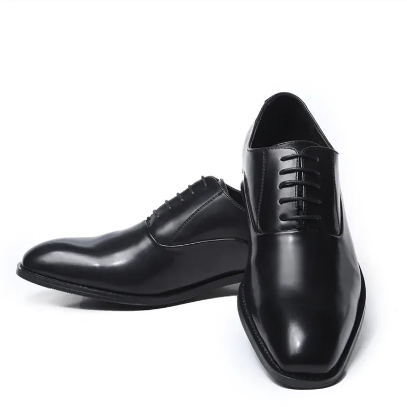Men's Leather Oxford Dress Shoes - Formal Business Lace-Up Footwear for Office, Wedding & Special Occasions