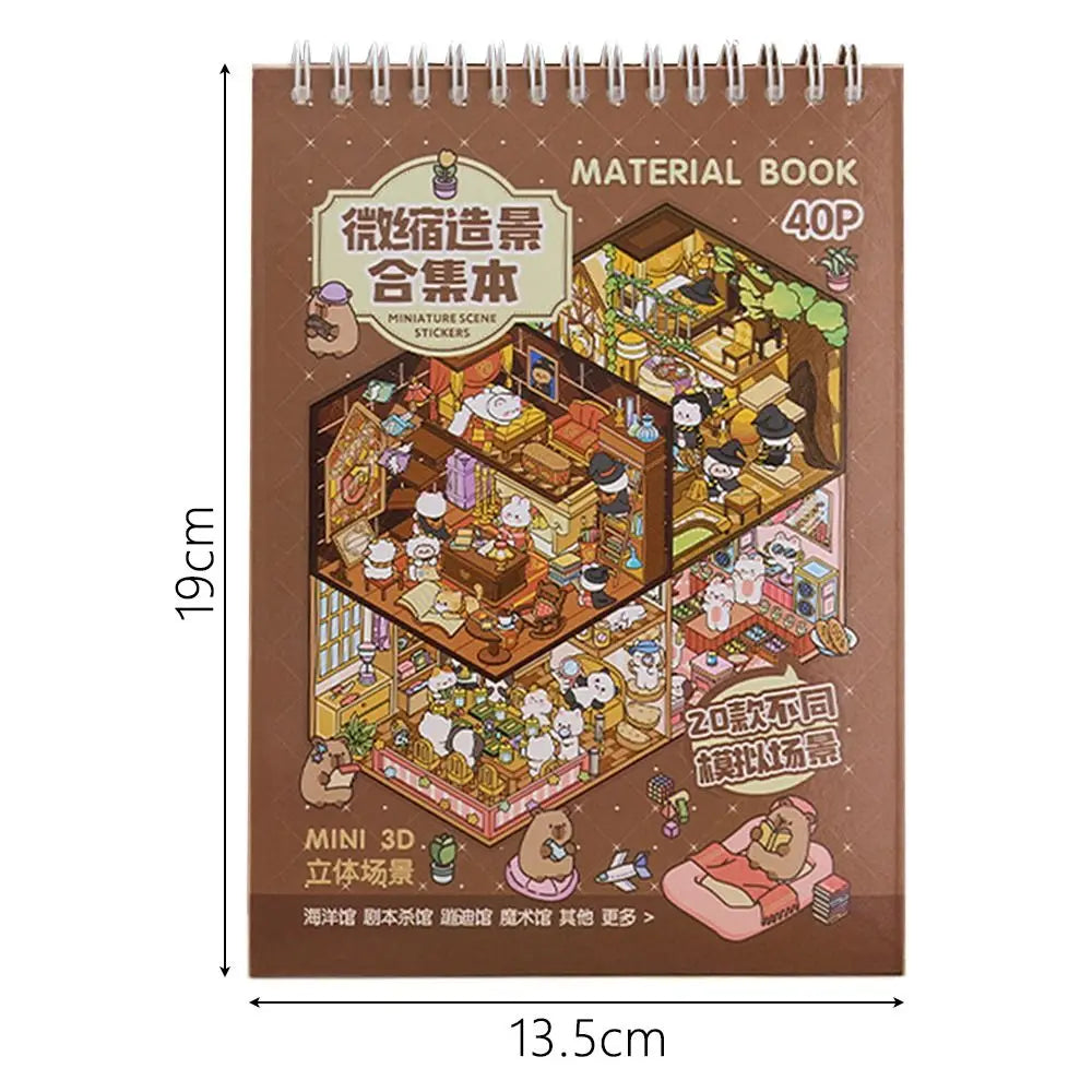 3D Cabin Scene Sticker Book - Layered Cartoon Scene Stickers for DIY Crafts, Creative Play, and Collecting