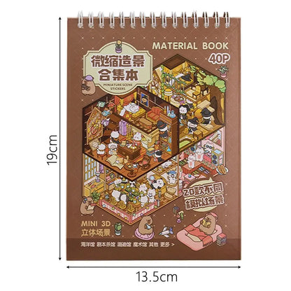 3D Cabin Scene Sticker Book - Layered Cartoon Scene Stickers for DIY Crafts, Creative Play, and Collecting