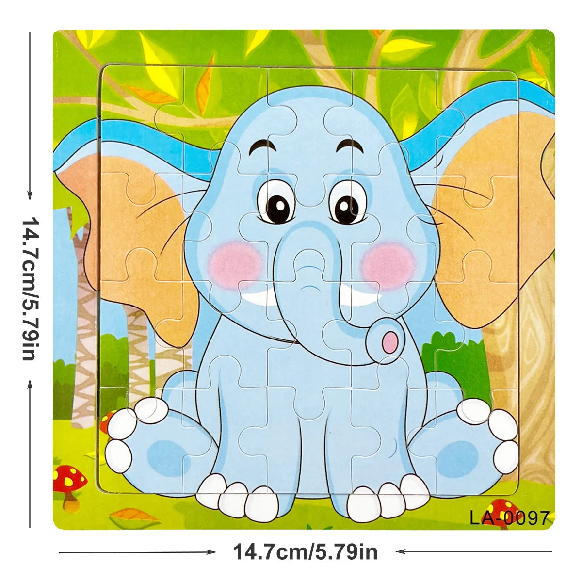 14.7cm Wooden Jigsaw Puzzle – Transportation & Marine Animal Educational Toy for Kids