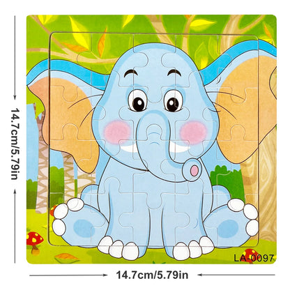 14.7cm Wooden Jigsaw Puzzle – Transportation & Marine Animal Educational Toy for Kids