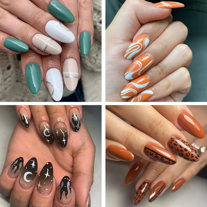 120Pcs Full Cover Press On Nail Tips: Stiletto Almond Square Coffin French False Fake Soak Off Gel Nail Extension Capsules