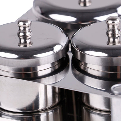 3-Piece Stainless Steel Dappen Dish Set – Manicure Nail Art Powder & Liquid Container Organizer Tray