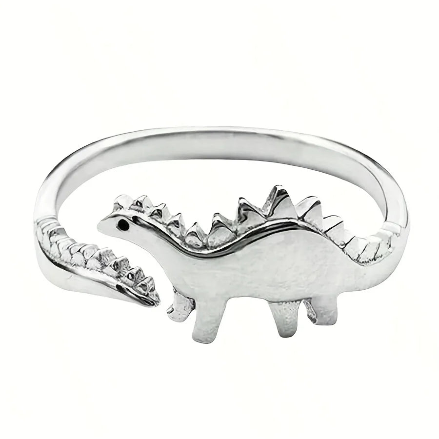 Retro Adjustable Dinosaur Ring for Women – Silver Finish Jurassic Style Statement Jewelry, Elegant & Comfortable Unisex Design