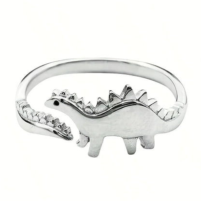 Retro Adjustable Dinosaur Ring for Women – Silver Finish Jurassic Style Statement Jewelry, Elegant & Comfortable Unisex Design