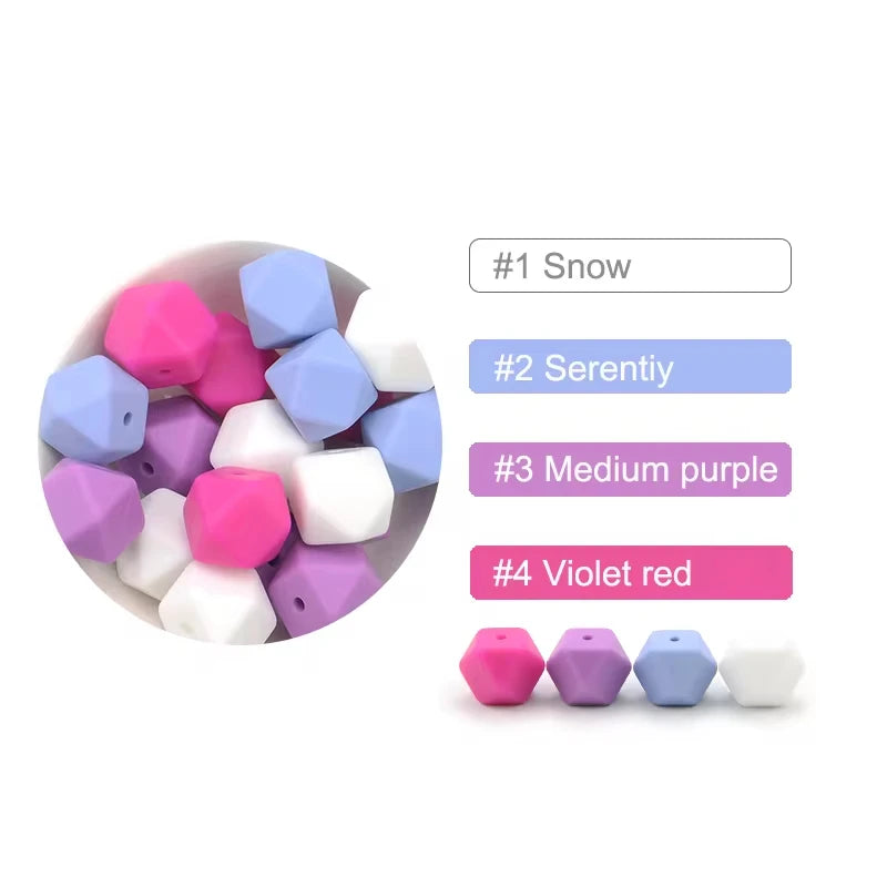 LOFCA 10PCS Hexagon Silicone Beads (14mm/17mm) – DIY Jewelry Making & Pacifier Chain Accessories Bulk Set