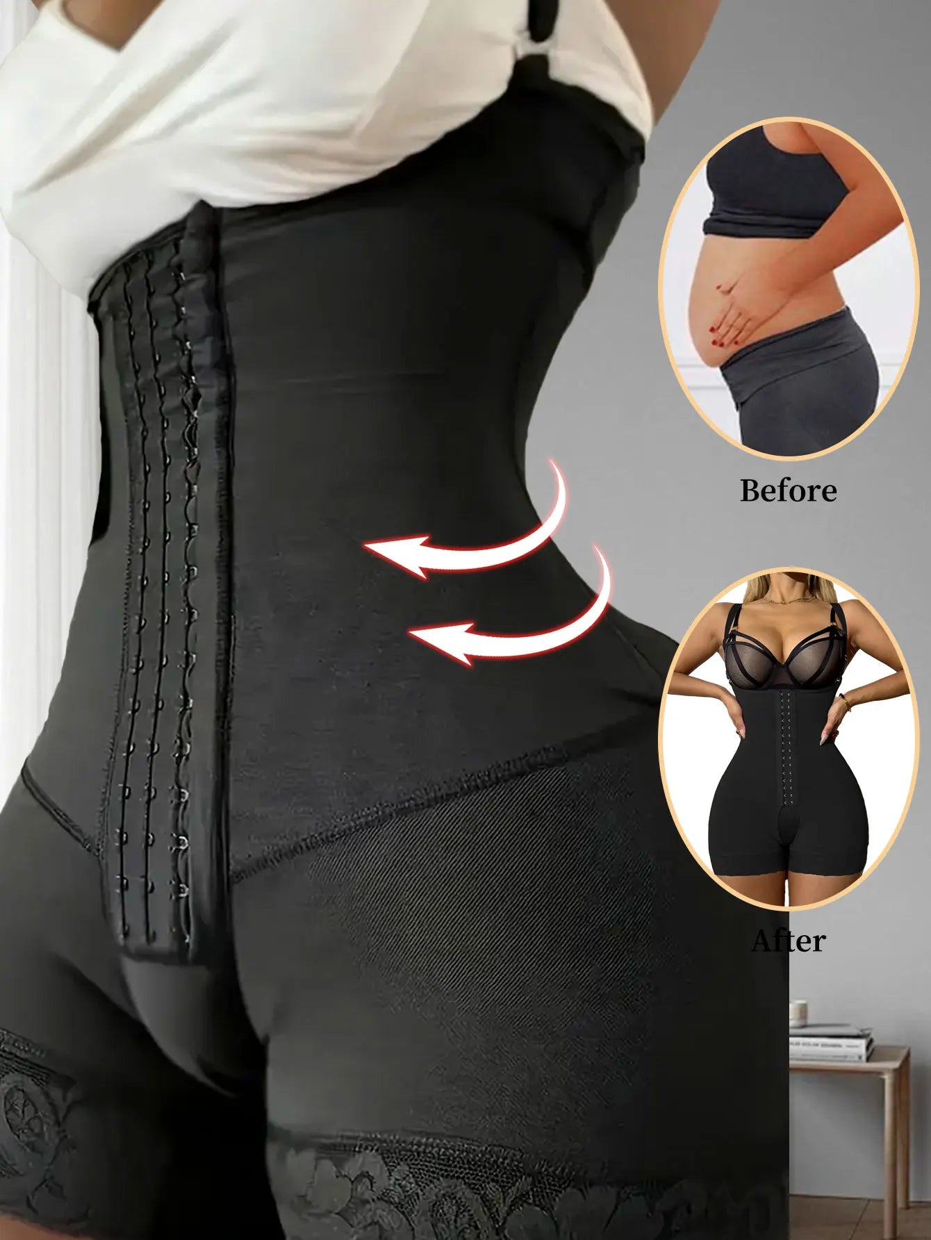 Women’s Postpartum Compression Shapewear Girdle – High Support Body Shaper, Slimming Waist Control & Push-Up Bodysuit for Recovery & Everyday Wear