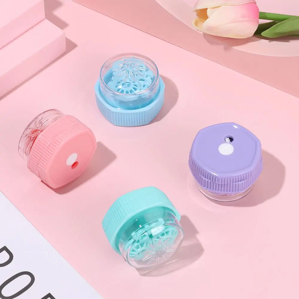 Portable Rotatable Contact Lens Cleaner Case – Manual Cleaning & Storage Container, Plastic Eyewear Accessories Holder for Travel