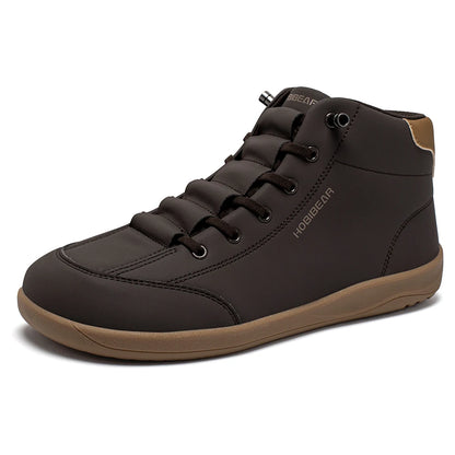 HOBIBEAR Mid-Top Barefoot Shoes — Wide-Toe Ankle Boots for Men & Women, Outdoor Non-Slip Artificial Leather Shoes
