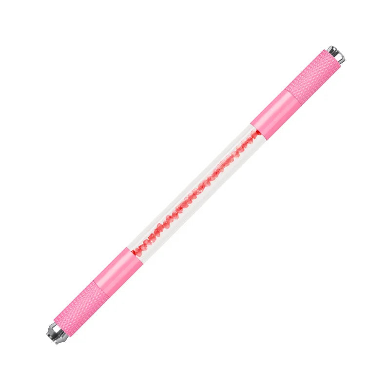 Manual Double-Ended Crystal Acrylic Microblading Pen – Permanent Makeup Eyebrow Tattoo Tool for Flat & Round Needles