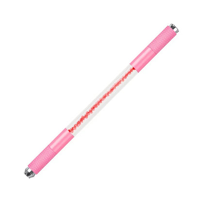 Manual Double-Ended Crystal Acrylic Microblading Pen – Permanent Makeup Eyebrow Tattoo Tool for Flat & Round Needles