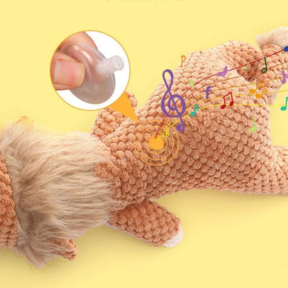 Large Dog Squeaky Plush Toy - Bite-Resistant Cartoon Lion, Wolf & Elephant Chew Toy for Small Medium Dogs