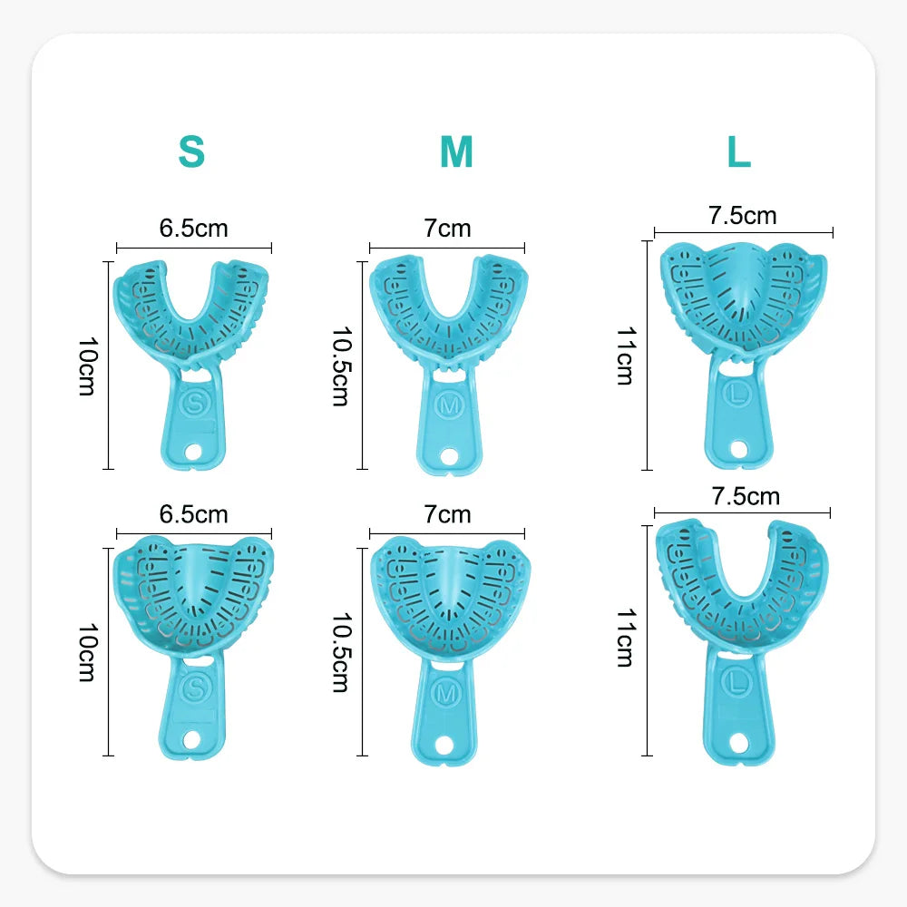 Denspay 6Pcs Dental Impression Tray Set – S/M/L Full Mouth & Partial Mold Trays, Easy Fold Plastic Design